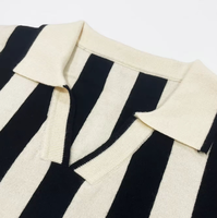 Pull Polo Tricoté à Rayures Verticales Personnalisé pour Homme, Manches Longues, Patte de Boutonnage, Coupe Droite, Décontracté, Fournisseur en Gros OEM ODM