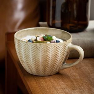 Creative Wheat Ear Relief Ceramic Mug with Handle Personalized Trendy Retro Oatmeal Coffee Household Water <b>Cup</b> - Product Image 1