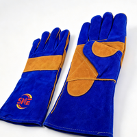 Gants de sécurité robustes pour le soudage, 14 pouces de long, en cuir de vachette croûte bleu Snell, paume renforcée, isolation thermique, pour travaux lourds