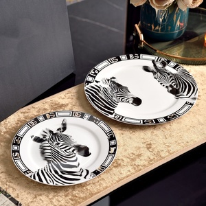 Service à thé et soucoupe en porcelaine fine motif zèbre noir et blanc, écologique, collection 2026, pour la décoration intérieure et les cadeaux - Product Image 5