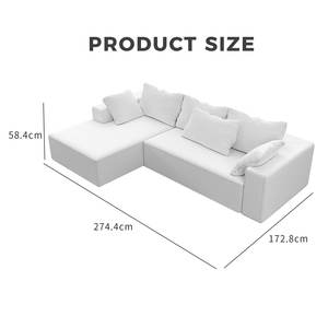 أريكة غرفة المعيشة أريكة للنوم يسار/يمين صالة L أريكة عصرية على شكل وحدات سرير أرضية - Product Image 2