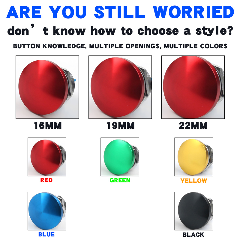 mushroom button switches 16mm red green blue