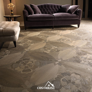 <strong>Hand</strong> <strong>Scraped</strong> <strong>Distressed</strong> White Oak Parquet Flooring Engineered <strong>Hardwood</strong> Wide Plank Floor for Classic Home Renovation - Product Image 5