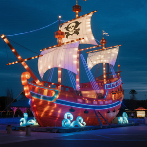 Lanterne en forme de bateau recouverte de soie durable et étanche pour les fêtes de <span class=keywords><strong>quai</strong></span> en plein air Backyard Summer Nights Festive Decor Thanksgiving - Product Image 6