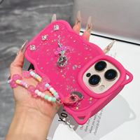 Coque de téléphone BAILI Factory avec chaîne et oreilles de chat en cristal époxy scintillant pour Huawei Nova 13I/X9A, avec bracelet de perles