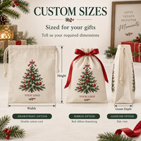 Sacs cadeaux personnalisés de Noël en toile de coton avec cordon de serrage, sacs du Père Noël, logo personnalisé, emballage réutilisable pour les fêtes, vente en gros