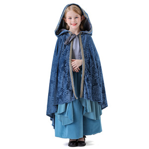 Robe de princesse elfe pour enfants, Costume médiéval, tenue de cosplay pour 8-13 ans, robe bleue avec cape, vêtements de spectacle - Product Image 2