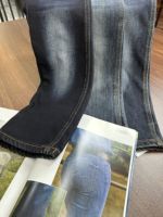 Tissu denim sergé noir tissé teint en fil, 65% coton, 33,5% polyester, 1,5% élasthanne, extensible et écologique, pour sacs de filles et de garçons