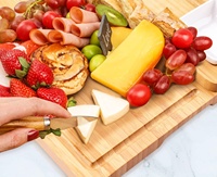 Ensemble de planches à découper pour aliments cuisinés, plateau à fromage et ensemble de couteaux, avec 2 bols en céramique, bambou - un cadeau unique pour mariage et anniversaire