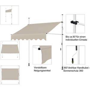 Nuevo producto Toldo de balcón Hecho de metal y poliéster Toldo de protección solar con beige - Product Image 4