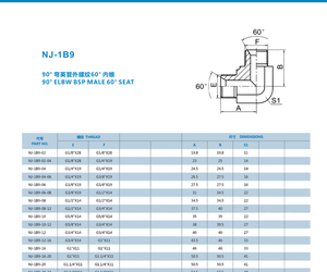 Bspp nam 90 ° khuỷu tay 60 ° mạ kẽm Phụ kiện ống Bộ chuyển đổi thủy lực bằng thép carbon áp suất cao - Product Image 2