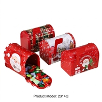 Boîte à courrier de Noël en métal, boîte de rangement, boîte cadeau de fête, conteneur de bureau pour bonbons et biscuits