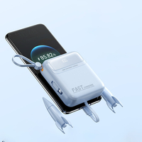 Batteries externes portables mini Li-Polymère 10000 mAh avec câble intégré, affichage numérique LED, charge rapide pour l'extérieur