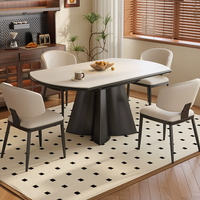 Table à manger et chaises en pierre frittée de style italien minimaliste, luxe léger, entièrement extensible, résistante à la chaleur, double usage, carrée