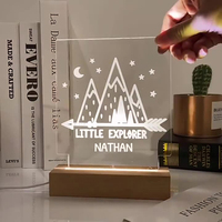 5.9 ''LED Bases en bois Rectangle Piédestal Stand USB Alimenté DIY Acrylique Tableaux D'affichage pour Chambre Application