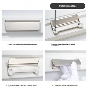 Modern Minimalist Recessed Flush-Mount Folding Concealed Pull Handle for Cabinet Drawer &amp; Wardrobe - Product Image 4