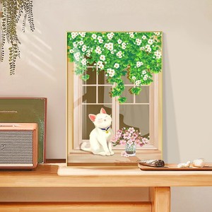 Tableau mural rectangulaire sur toile à l'huile, style nordique, motif chat, décoration minimaliste pour salon, chambre et bureau - Product Image 2