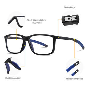 Nuevas gafas europeas americanas TR90 ultraligeras con montura cuadrada y filtro de luz azul para mujer, con patillas de goma, para corrección de miopía. - Product Image 5