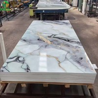 Panneau mural décoratif flexible en PVC brillant effet marbre UV, imperméable, pour la décoration intérieure des villas et hôtels