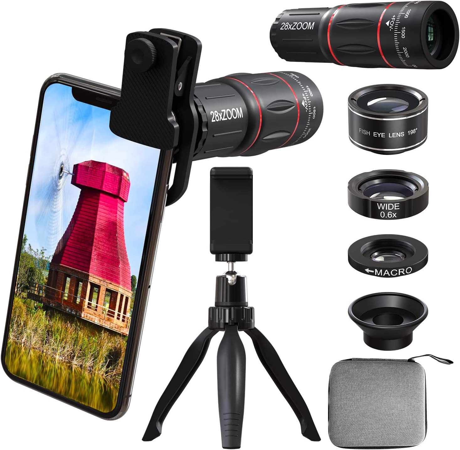 18x/28x/64x4K HD телефон фотографии телефото Открытый телескоп Монокуляр с адаптером для смартфона
