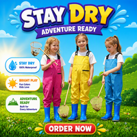 Pantalon de pêche pour enfants, garçons et filles, taille plus, en PVC écologique, non toxique, entièrement imperméable, coupe-vent, durable, 3 couches, pour poitrine/taille