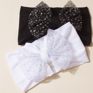 부드러운 나일론 메쉬 활 여자 아이를위한 새로운 헤어 액세서리 2 개 귀여운 유럽 미국 탄성 아기 머리띠 - Product Image 1