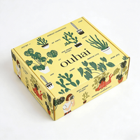 Boîte en carton ondulé jaune personnalisée illustrée de plantes avec impression intégrale pour solutions d'expédition de produits pour la maison et le style de vie