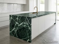 Lembaran Marmer Hijau Zamrud Batu Ever-Prosperity, Poles Alami Desain Modern untuk Lobi Hotel, Villa, Dinding Fitur Interior, OEM