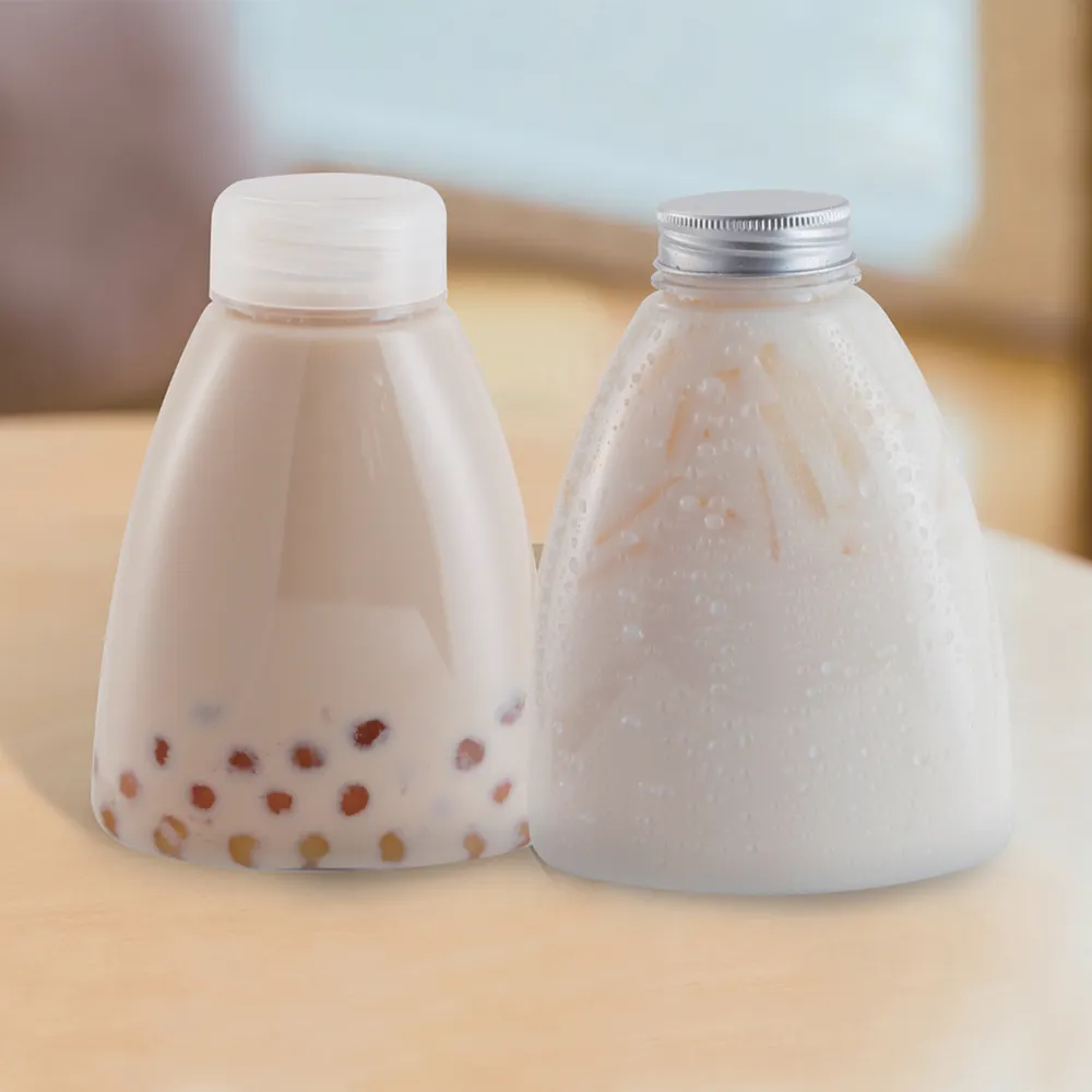 Empty 500 Ml Disposable Round Milk Tea Smoothies Packaging Bouteille De Jus Pet Plastic Bottles for Juice Container with Cap