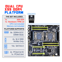 Mainboard X99-2D4 C612 BARU dengan Hardware TPM 2.0 2X LGA2011-3 CPU Quad Channel 8x DDR4 ECC RAM Dual CPU Motherboard X99