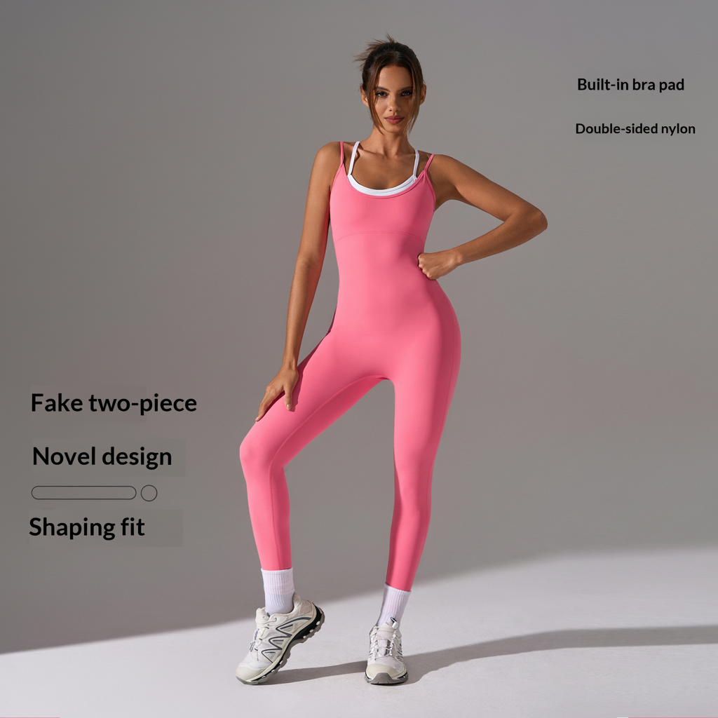 Two-piece Strappy Yoga Suit Jumpsuit Beautiful Back Hip-lifting Fitness Seamless Built-in Removable Pads Gym fitness yoga wear