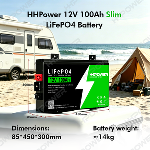 HHPOWER Batería de Litio Ultrafina LiFePO4 de 12V 100Ah 230Ah con Certificación CE y 1 Año de Garantía para Energía en RV y Camping - Product Image 4
