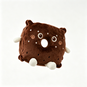 Peluche de personaje alimenticio con glaseado de chocolate personalizado, peluche de donut con chispas, peluche de donut con orejas de oso y chispas. - Product Image 1