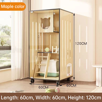 Cage pour chat en verre massif et bois, à deux niveaux, monobloc, mobile, de luxe léger, durable, facile à nettoyer, pour salon, en promotion