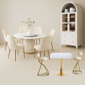 Luxury Modern Convertible <b>Dining</b> Room Furniture Set Wood <b>Dining</b> <b>Table</b> Chairs Bar <b>Stools</b> Storage Cabinet for Hotel Apartment - Product Image 2