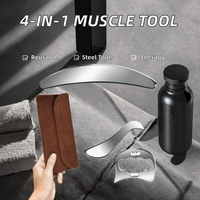 Kit d'outils de massage musculaire 4-en-1 réutilisable en acier inoxydable argenté Derma Edge GuaSha pour usage en cuisine