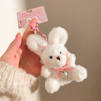 Porte-clés en peluche doux et mignon en forme d'ours, avec motif imprimé en relief, petite poupée ours en peluche, vente en gros pour boutiques