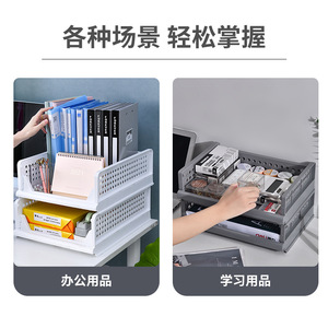 Plastic Storage Basket Drawer Style Tiered Foldable Office Organizer Rectangle Easy To Clean Standing Type - Product Image 5