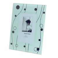 Cadre photo en verre écologique multicolore classique tendance, design courbes et cercles, taille personnalisée, à poser ou à accrocher, art décoratif