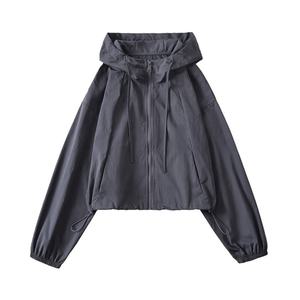 Veste bomber de course légère et coupe-vent pour femme, veste de sport à capuche, cordon de serrage réglable, fermeture éclair, pour l'extérieur - Product Image 5
