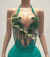 Ocstrade Robes de club sans manches dos nu design de mode Mini robes de club sexy avec chaînes en strass et paillettes pour femmes