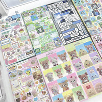 Autocollants décoratifs Kawaii non répétés, 52 pièces, série ours trèfle à quatre feuilles, paillettes Y2K