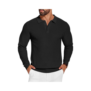 COOFANDY-Para <span class=keywords><strong>Hombre</strong></span>, Suéter de Manga Larga de Punto Ligero e Informal, <span class=keywords><strong>Camisa</strong></span> Polo <span class=keywords><strong>con</strong></span> Logotipo Frontal, Ropa Informal, Otoño - Product Image 1