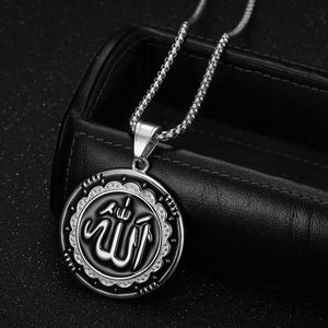 Collier pendentif rond en résine plaqué or en acier inoxydable avec symbole lettre, bijou unisexe, cadeau - Product Image 3