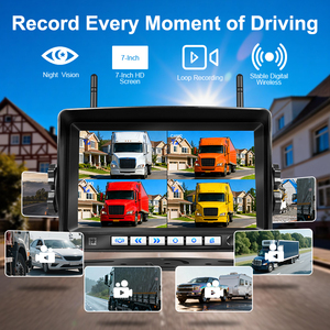 กล้องมองหลังไร้สาย 7 นิ้ว พร้อมเครื่องบันทึก DVR ระบบตรวจจับจุดบอดสำหรับรถยนต์ กันน้ำ มองเห็นในเวลากลางคืน 4CH สำหรับรถบรรทุก Wireless-7- - Product Image 5