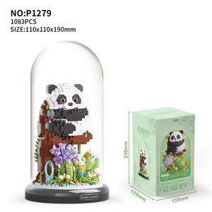 Juegos de bloques de construcción de plástico para niños hechos a mano, bricolaje, cubierta antipolvo, flores para Mascotas, Animales, decoraciones de Panda, juguetes para niños - Product Image 2