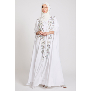 Abaya Blanca LEDUO de Lujo, Elegante, con Mangas Tipo Capa y Adornos de Cristal, para Ocasiones Islámicas - Product Image 1