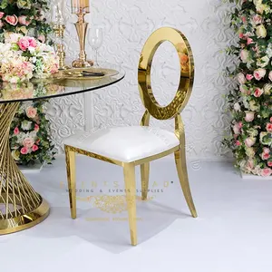Newest Design Noble Elegant Stainless Steel Golden Events Chair for Wedding Decoration