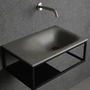 Lavabo in cemento di terrazzo vendita diretta in fabbrica lavabo da bagno appeso a parete lucidato a mano