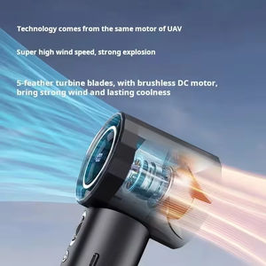 Ventilador portátil pequeño de acero de 2000mAh, turbina sin aspas, transmisión silenciosa de alta velocidad con 100 velocidades continuamente variables, USB - Product Image 6